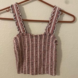 Pink striped crop top tank